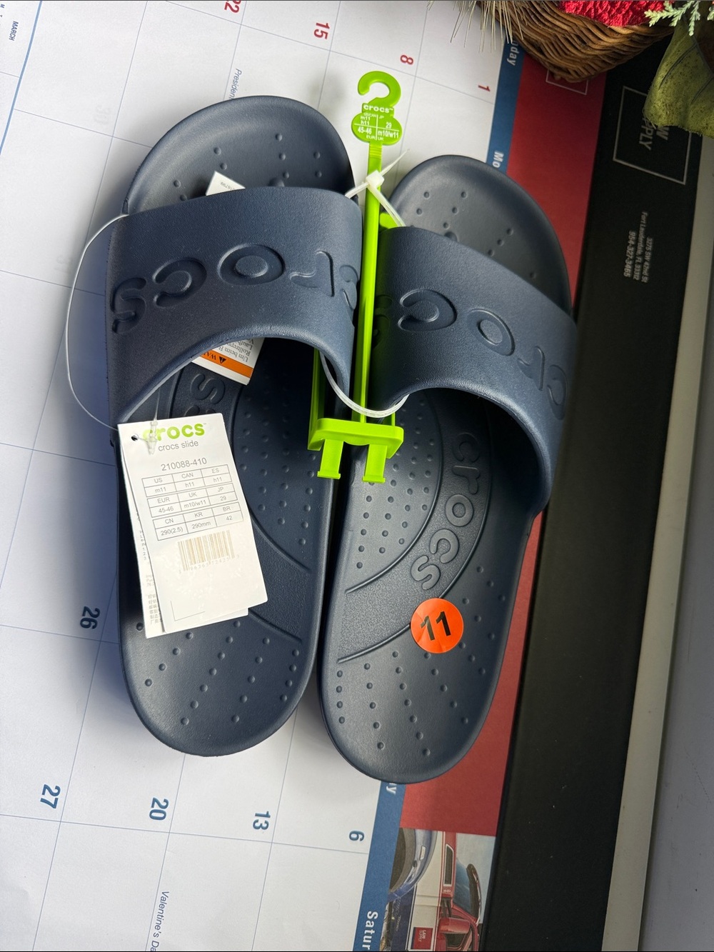 NWT CROCS Navy Slide Sandals